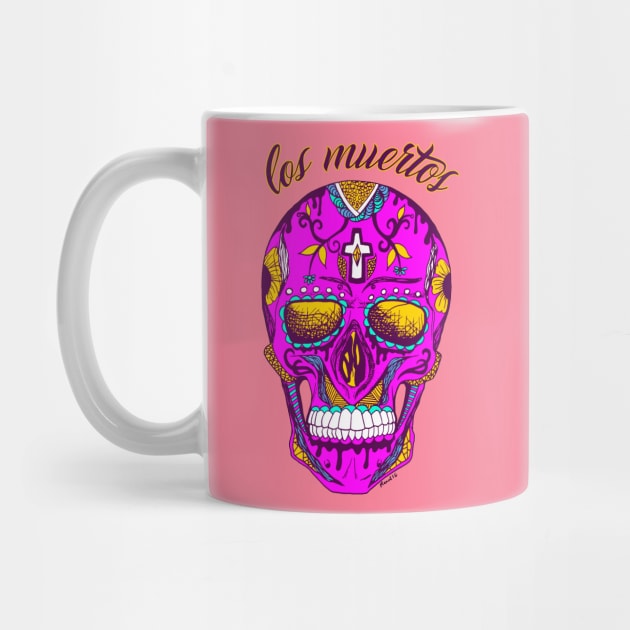 Neon Pink Los Muertos Skull by kenallouis
